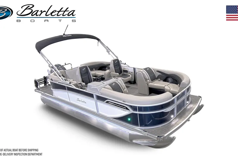 Slide: The Image of 2026 Barletta Cabrio 20QC pontoon boat with sleek design and comfortable seating. - 4