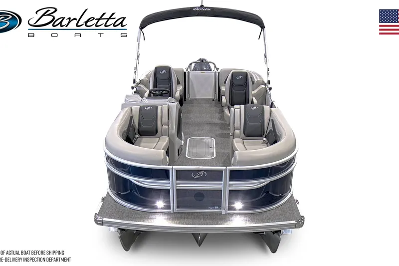 Slide: The Image of 2026 Barletta Cabrio 20QC pontoon boat, sleek design, spacious seating, luxury features. - 5