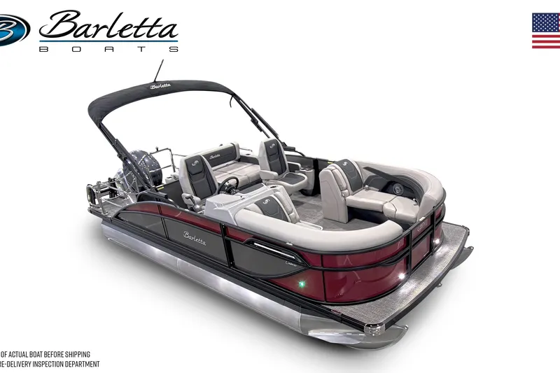 Slide: The Image of 2026 Barletta Cabrio 20UC pontoon boat with sleek design and comfortable seating. - 4