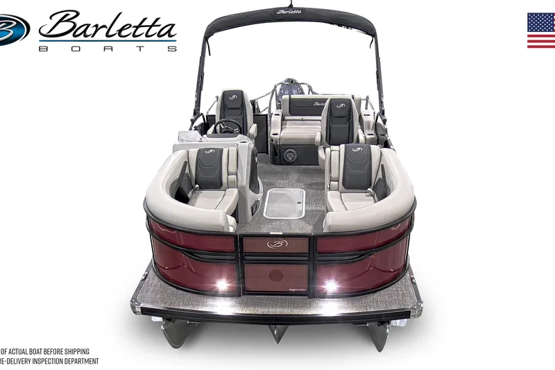 Slide: The Image of 2026 Barletta Cabrio 20UC pontoon boat with luxurious seating and sleek design. - 5