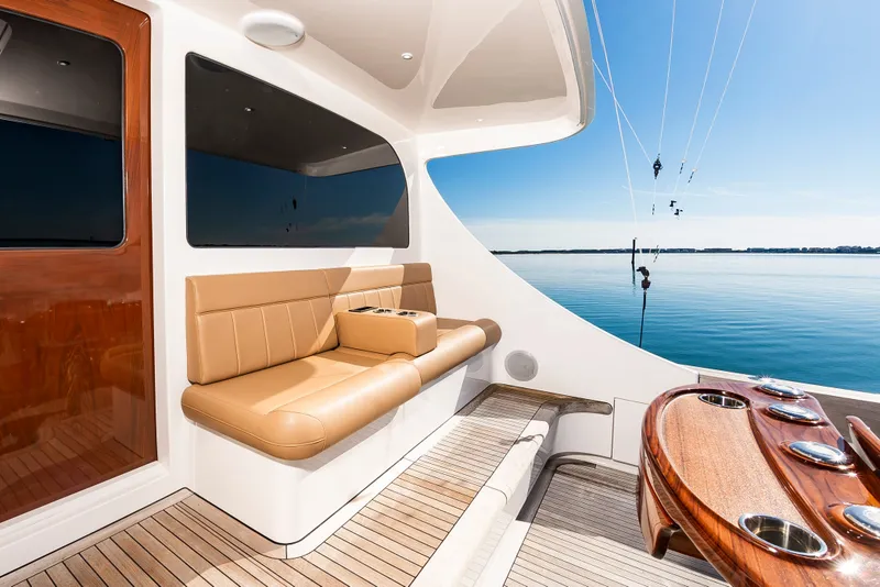 Slide: The Image of Luxurious interior of the 2024 Albemarle Spencer Edition yacht. - 10