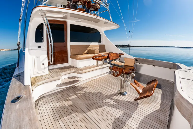 Slide: The Image of 2024 Albemarle Spencer Edition yacht with luxurious deck and seating area. - 11