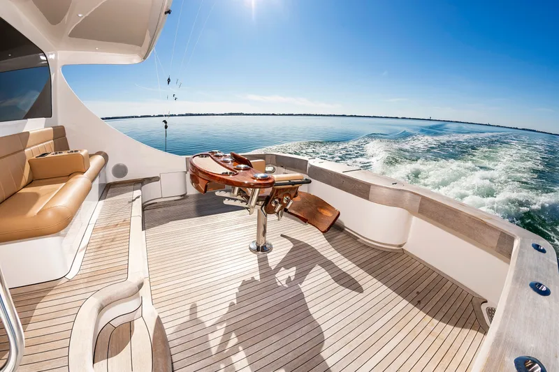 Slide: The Image of 2024 Albemarle Spencer Edition yacht with luxurious deck and ocean view. - 12
