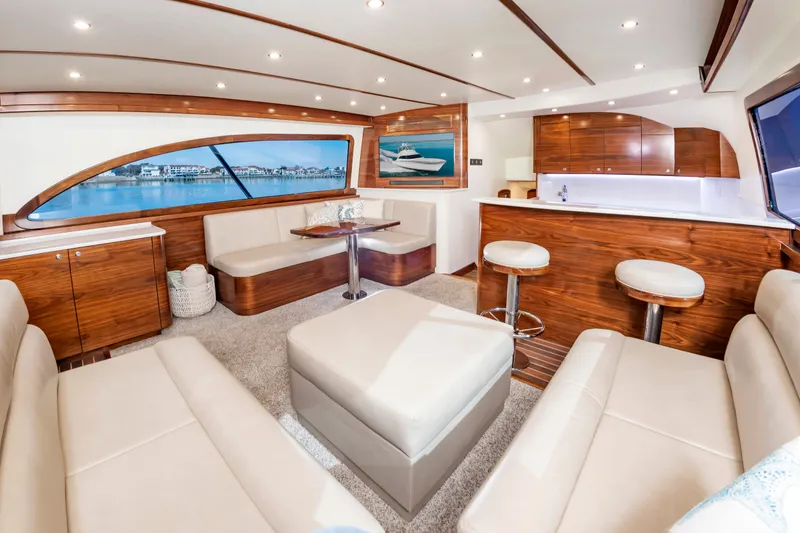 Slide: The Image of Luxurious interior of the 2024 Albemarle Spencer Edition yacht. - 20