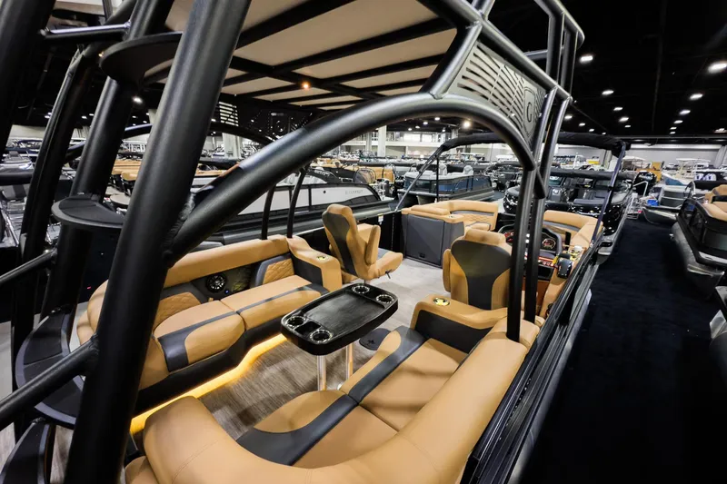 Slide: The Image of Luxurious interior of 2026 Godfrey Monaco 255 Sun Deck boat with elegant seating and modern design. - 29