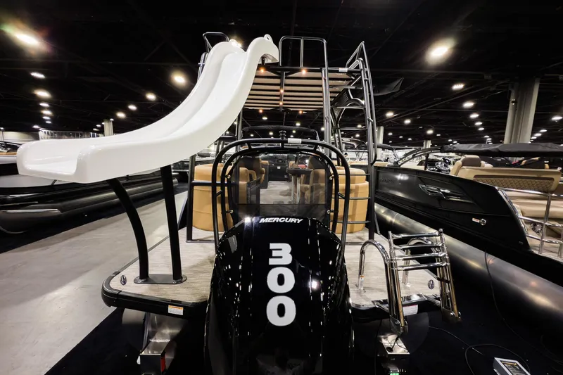 Slide: The Image of 2026 Godfrey Monaco 255 Sun Deck boat with slide and Mercury 300 engine. - 3