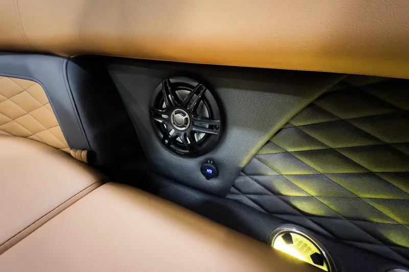 Slide: The Image of Luxurious interior of 2026 Godfrey Monaco 255 Sun Deck with premium speaker system. - 9