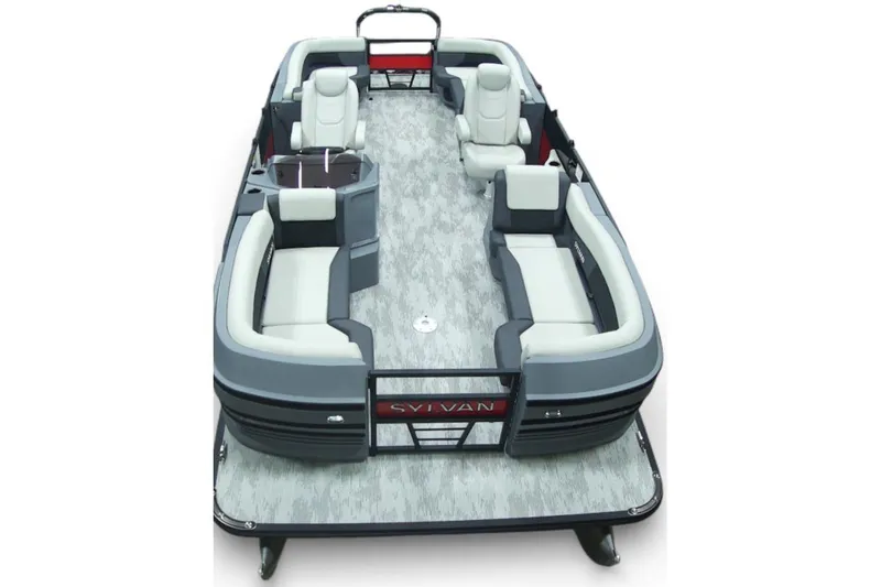 Slide: The Image of 2026 Sylvan R-22 LZ DH pontoon boat with spacious seating and modern design. - 11