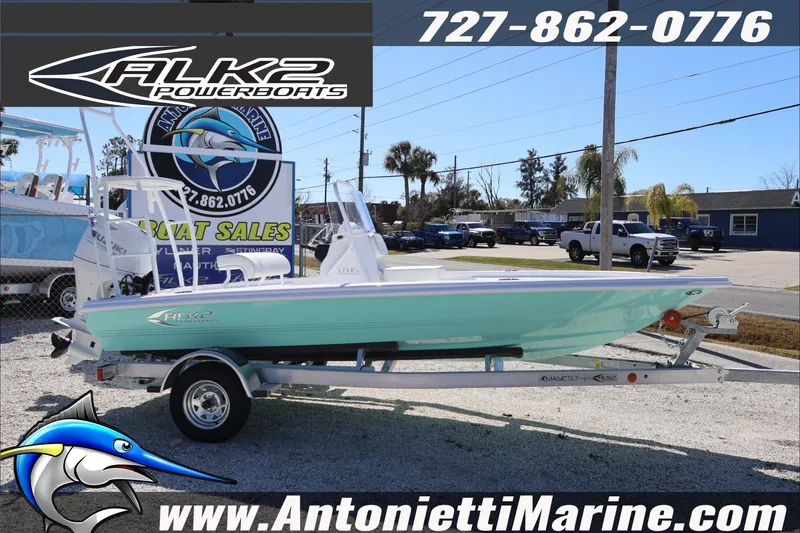 Slide: The Image of 2026 ALK2 Powerboats 17HS on trailer at Antonietti Marine sales lot. - 16
