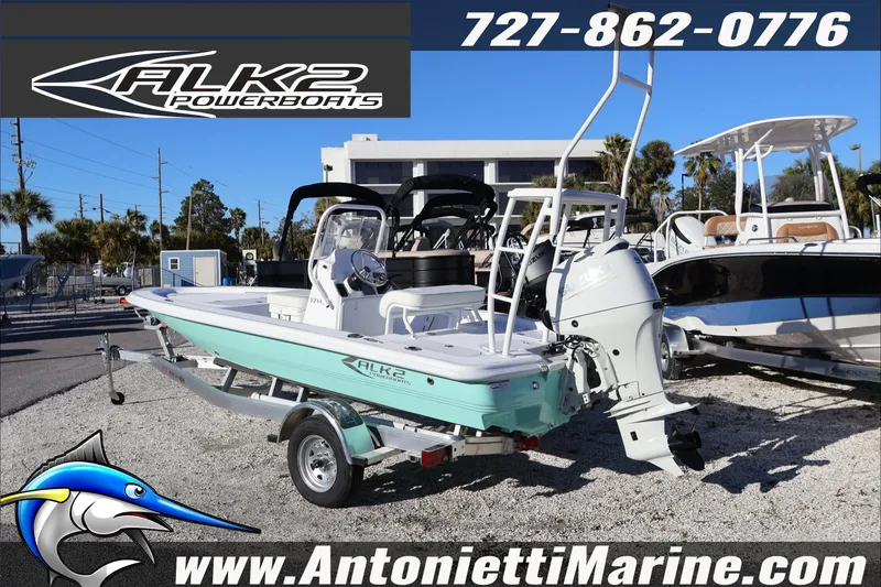 Slide: The Image of 2026 ALK2 Powerboats 17HS on trailer at Antonietti Marine dealership. - 3