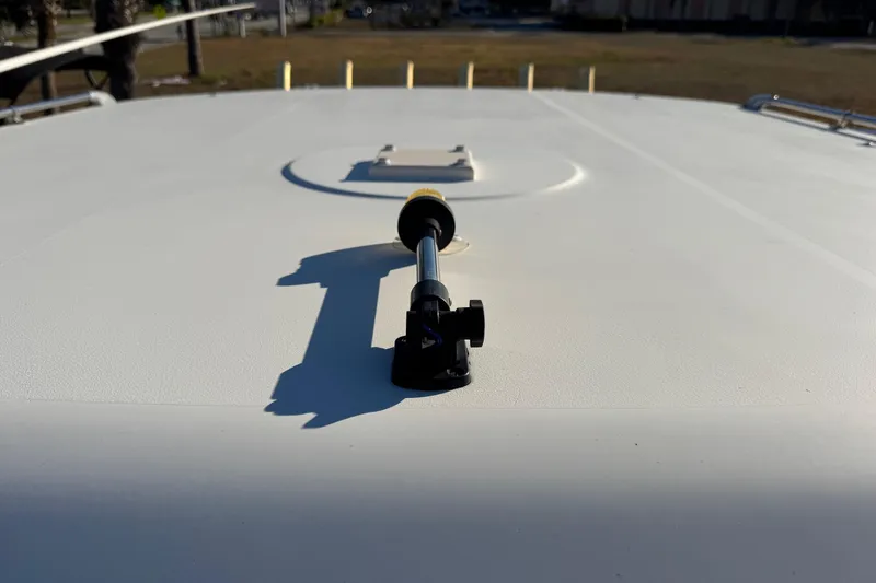 Slide: The Image of Rooftop view of 2002 Sport-Craft 3150 Sportfish boat with mounted equipment. - 46