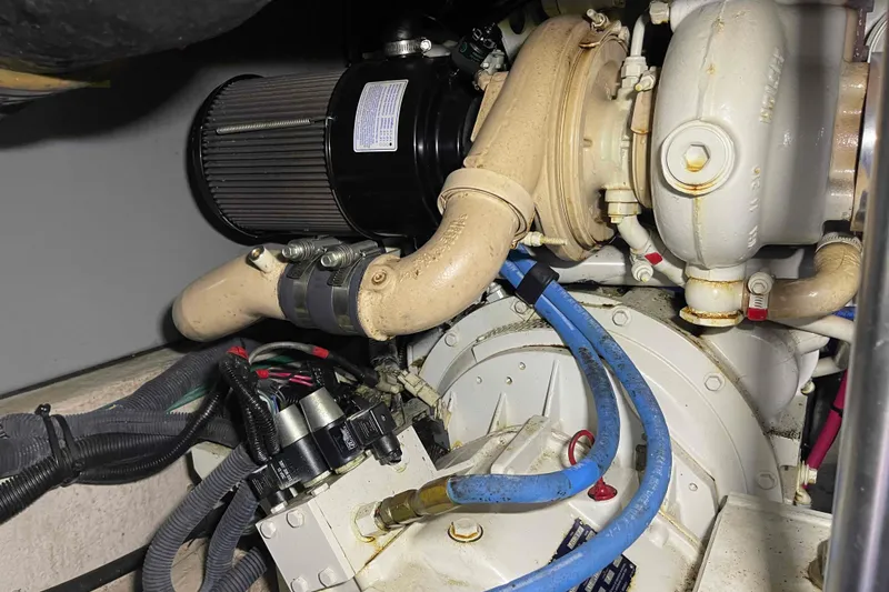 Slide: The Image of Onan marine generator in a 2005 Sea Ray 420 Sedan Bridge engine room. - 45