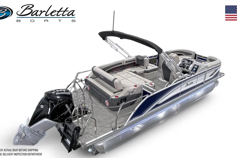 Slide: The Image of 2026 Barletta Corsa 23U pontoon boat with sleek design and modern features. - 3