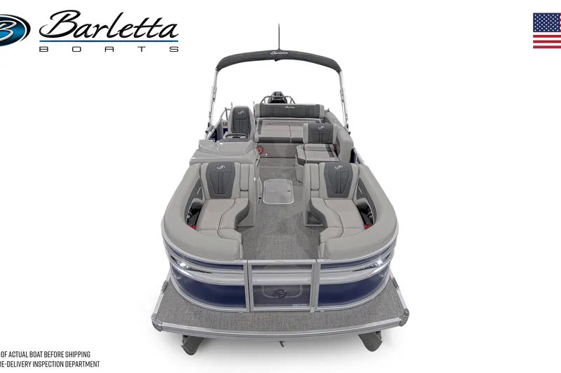 Slide: The Image of 2026 Barletta Corsa 23U pontoon boat with spacious seating and sleek design. - 5
