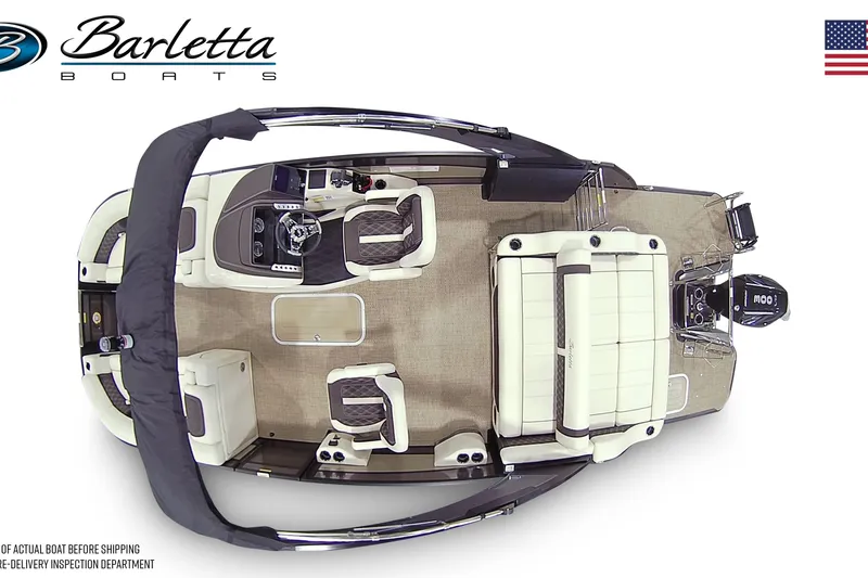 Slide: The Image of Top view of 2026 Barletta Lusso 23UCA pontoon boat interior layout. - 13