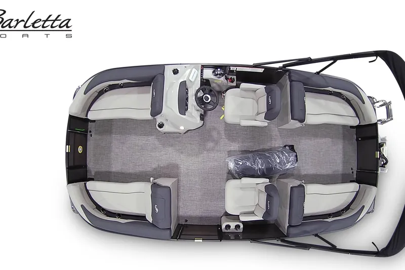 Slide: The Image of Overhead view of 2026 Barletta Sanza S22QC pontoon boat interior layout. - 11