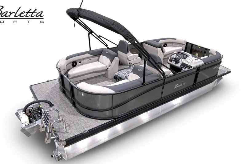 Slide: The Image of 2026 Barletta Sanza S22QC pontoon boat with sleek design and spacious seating. - 8