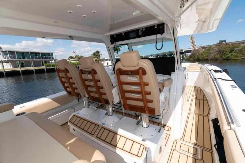 Slide: The Image of Luxurious 2021 HCB 53 Sueños boat interior with plush seating and modern design. - 8