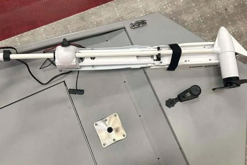 Slide: The Image of 2026 Tracker Bass Tracker Classic CC boat deck with Minn Kota trolling motor. - 7