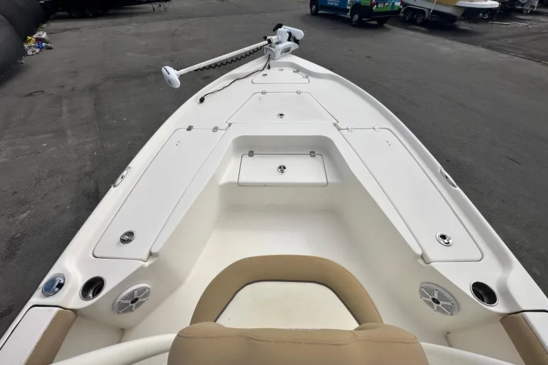 Slide: The Image of 2018 Key West 210 Bay Reef boat deck with storage compartments and seating. - 26