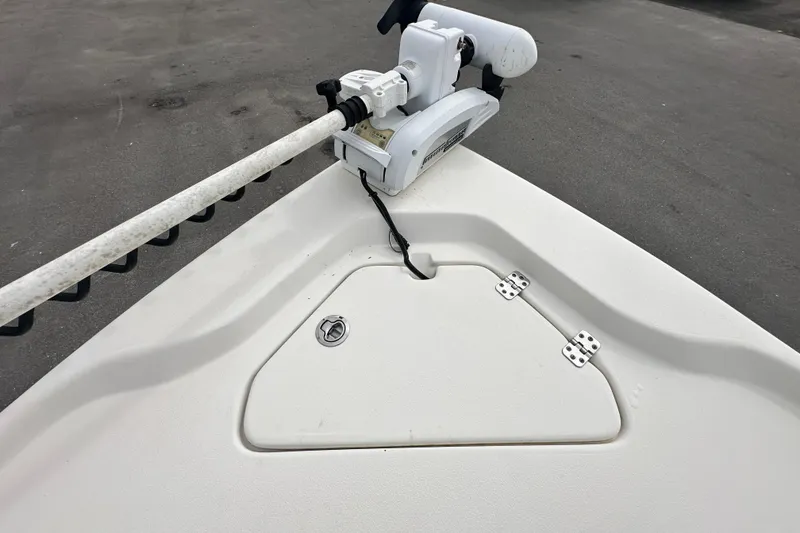 Slide: The Image of 2018 Key West 210 Bay Reef boat with trolling motor on deck. - 38