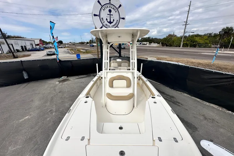 Slide: The Image of 2018 Key West 210 Bay Reef boat displayed outdoors on a paved lot. - 42