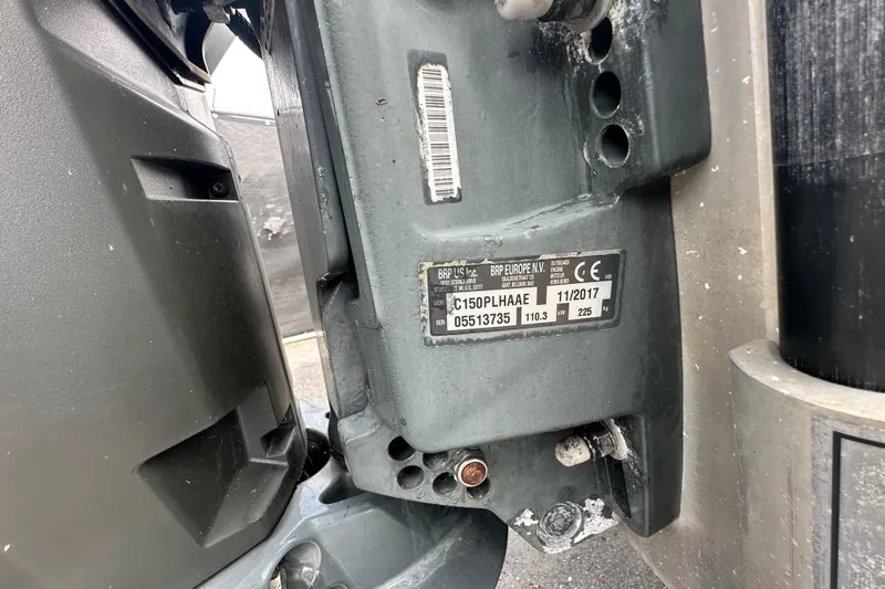 Slide: The Image of Close-up of a 2018 Key West 210 Bay Reef engine serial number plate. - 60