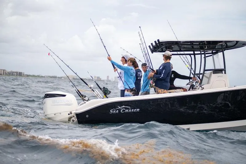 Slide: The Image of Manufacturer Provided Image: Anglers on a 2026 Sea Chaser 27 HFC CC boat fishing. - 3