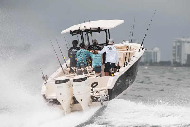 Slide: The Image of Manufacturer Provided Image: Sea Chaser 27 HFC CC 2026 on rough waters with anglers. - 43