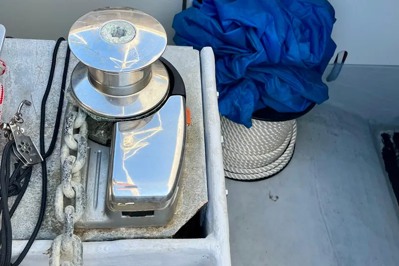 Slide: The Image of 2018 Fountaine Pajot Saona yacht anchor winch and rope storage area. - 18