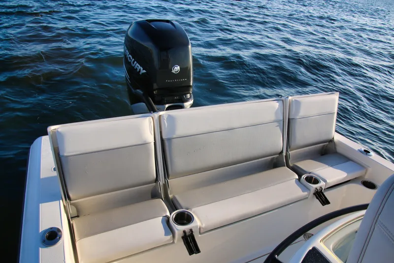 Slide: The Image of 2023 ShearWater 260 SS Carolina boat with Mercury engine on water. - 21