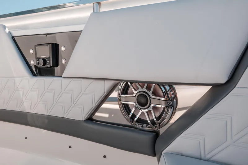 Slide: The Image of 2022 Formula 500 Super Sport Crossover interior with speaker and control panel. - 24
