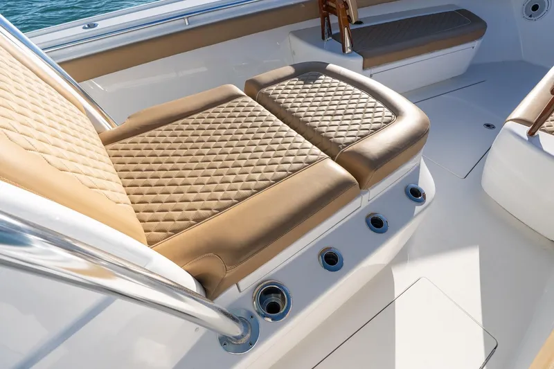 Slide: The Image of Luxurious seating on 2022 Valhalla Boatworks V-37 with diamond-stitched upholstery. - 41