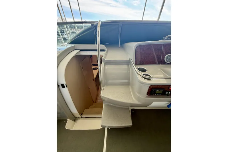 Slide: The Image of 2002 Formula 37 Performance Cruiser interior with steps and cockpit view. - 35