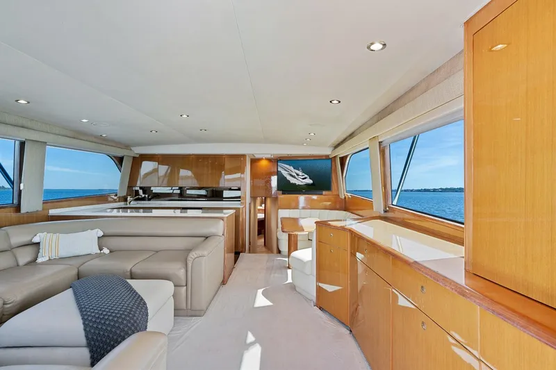 Slide: The Image of Luxurious interior of 2002 Viking 61 Convertible yacht with ocean view. - 18