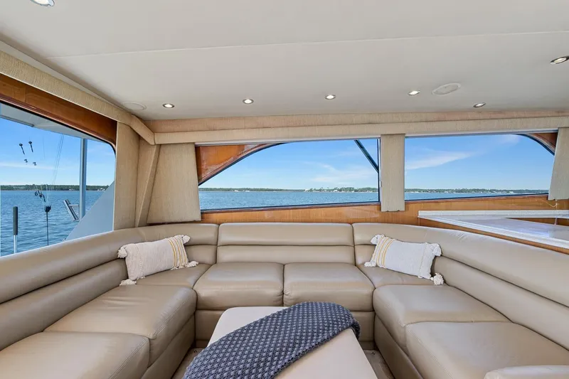Slide: The Image of Luxurious interior of 2002 Viking 61 Convertible yacht with scenic ocean view. - 20