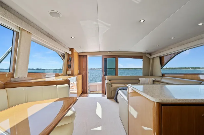 Slide: The Image of Luxurious interior of 2002 Viking 61 Convertible yacht with ocean view. - 23