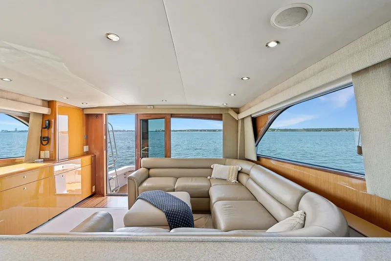 Slide: The Image of Luxurious interior of 2002 Viking 61 Convertible yacht with ocean view. - 29
