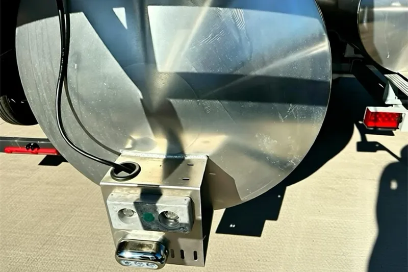 Slide: The Image of Close-up of 2026 Sweetwater 2286 QS boat's rear metal component and wiring. - 39