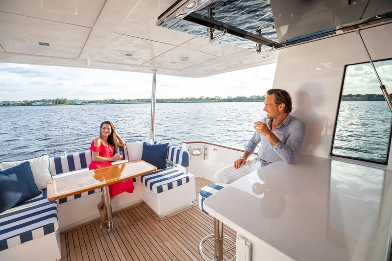 Slide: The Image of Luxurious interior of 2026 Summit 54 yacht with elegant wood finishes and modern design. - 5