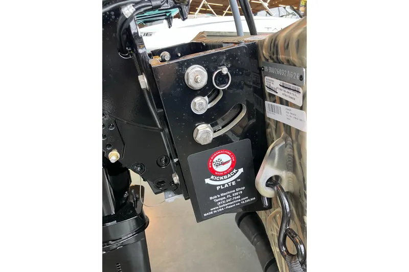 Slide: The Image of 2026 Tracker Grizzly 1650 T Prairie Wings Edition boat motor mount detail. - 7