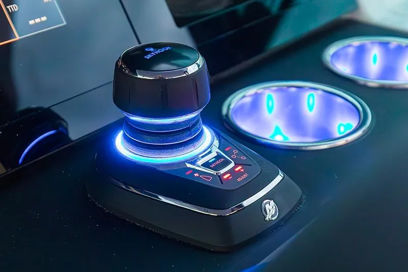 Slide: The Image of Joystick control panel of 2023 Saxdor 320 GTO with illuminated cup holders. - 4