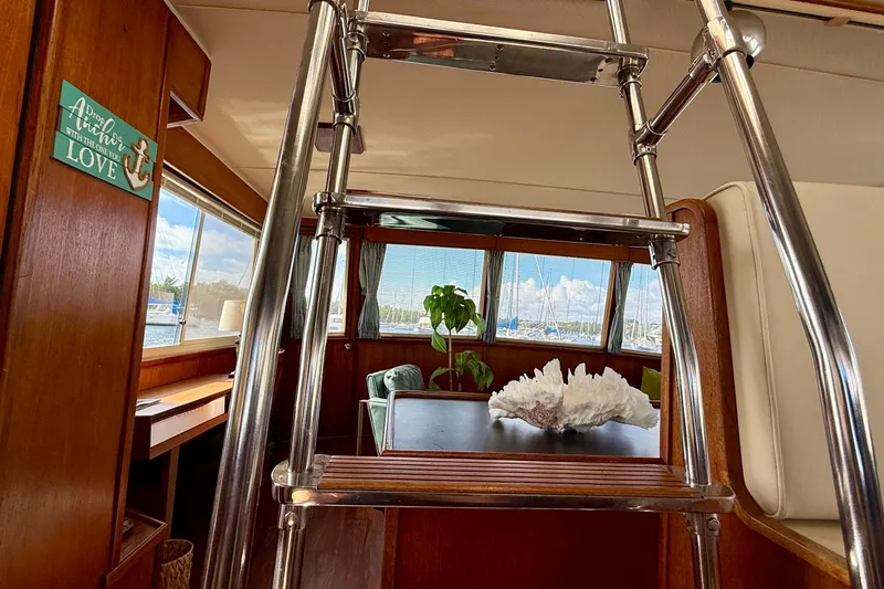 Slide: The Image of Interior of 1987 Chris-Craft 500 Constellation yacht with ladder and decor. - 36