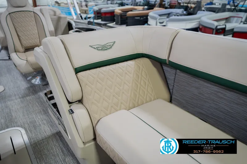 Slide: The Image of Luxurious interior seating of 2026 Bennington 24 MFB boat with elegant design. - 23
