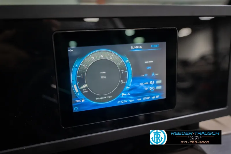 Slide: The Image of Digital dashboard display of 2026 Bennington 24 MFB boat, showing RPM and fuel data. - 36