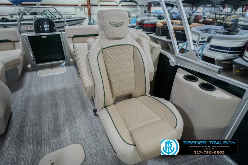 Slide: The Image of Luxurious interior of 2026 Bennington 24 MFB boat with plush seating and modern design. - 43