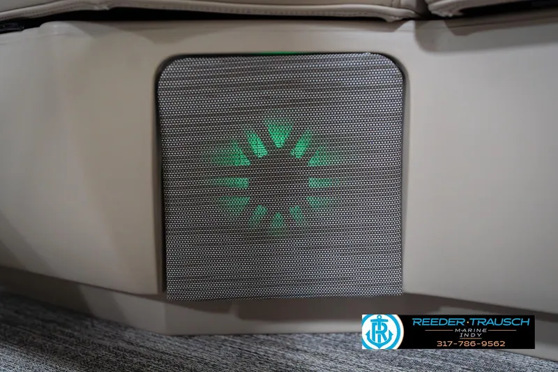 Slide: The Image of Speaker with green light on Bennington 24 MFB 2026 boat interior. - 45