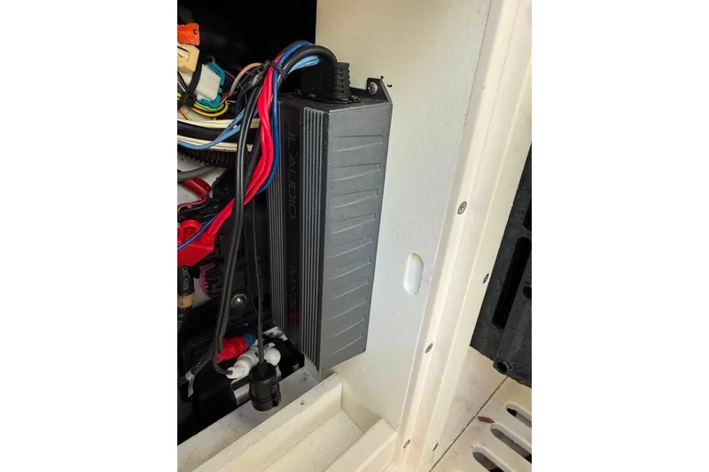 Slide: The Image of JL Audio amplifier installed in a 2012 Boston Whaler 250 Outrage boat. - 20