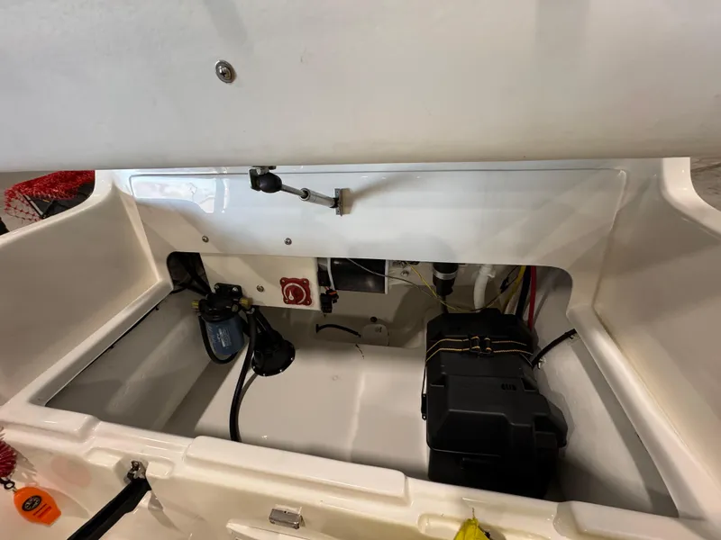 Slide: The Image of 2018 AB Inflatables Nautilus 12 DLX boat storage compartment with equipment. - 19