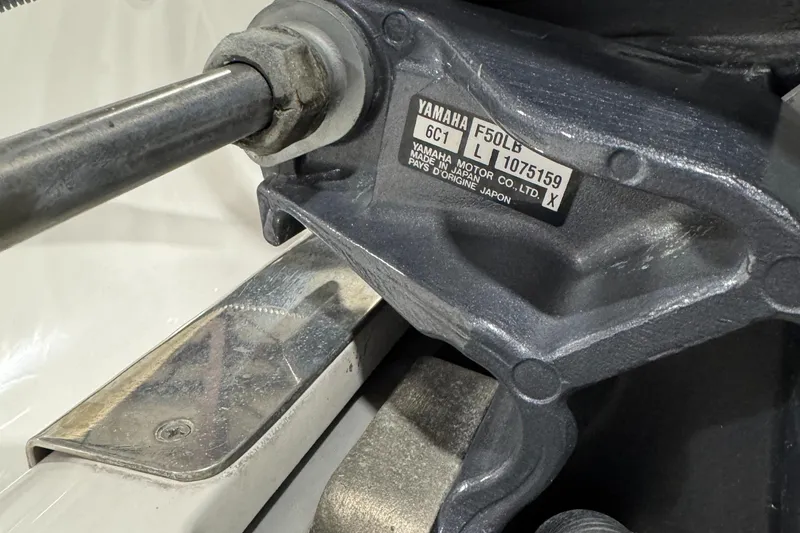 Slide: The Image of Close-up of Yamaha motor part on 2018 AB Inflatables Nautilus 12 DLX boat. - 23